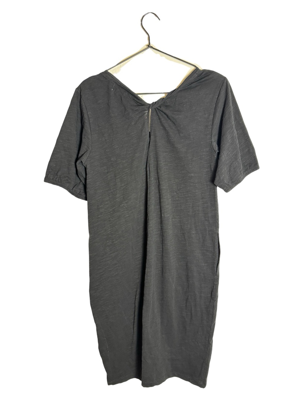 Pact Black Organic Cotton Slub Twist Back T-Shirt Dress Pockets